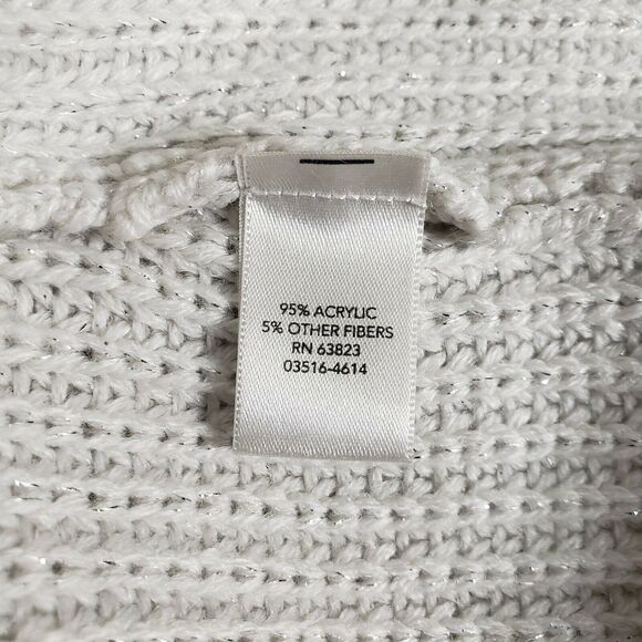 Christopher & Banks Womens Cardigan Sweater Small Cream Cascade Open Front Knit - Picture 9 of 12